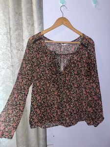 Floral Chiffon Tie-Front Top 🌸