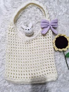 Handmade Crochet Tote Bag with Charms