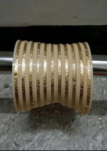Elegant Cream & Gold Bangles Set