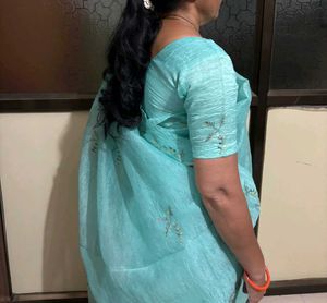 beautiful teal saree