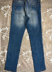 Blue Straight Fit Ripped Jeans