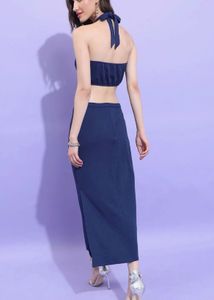 Chic Navy Cutout Midi Dress