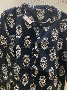 Black cotton Kurta printed
