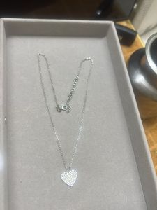 Sparkling sliver tone Heart Pendant Necklace