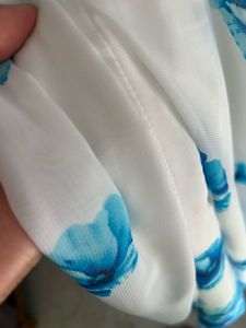 NO DISCOUNT White &amp; Blue Floral Gown