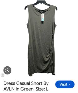 Olive Green Ruched Dress