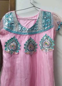 Pink  Kurta with churidar and dupatta