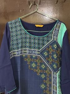 Stylish Navy Blue Printed Kurta