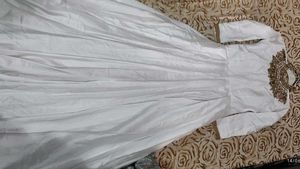 Elegant White Anarkali Gown with Gold Embroidery