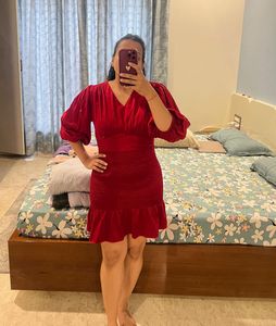 Chic Red Smocked Mini Dress