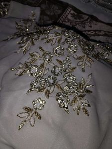 Grey Lengha with crop top(  3 piece set. )