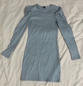 Grey Puff Sleeve Dress