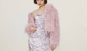 XS to M Pink Faux Fur Shaggy Coat