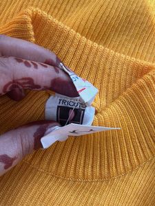 Mustard Ribbed Mock Neck Sweater
