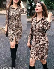 Leopard Print Shirt Dress for 100