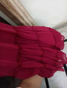 Elegant Ruffled Fuchsia Gown