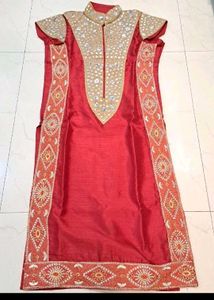 Mirror Silk Kurta Set With Embroidery