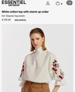 White Embroidered Blouse with Ruffled Cuffs