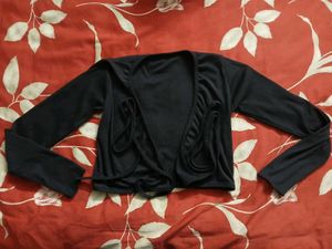 Tie-Up Long Sleeve Midnight Wrap Crop Top