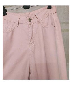 Pink Wide Leg Denim Jeans
