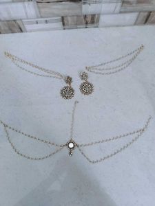 Exquisite Kundan &amp; Pearl Dangle Earrings and mangt