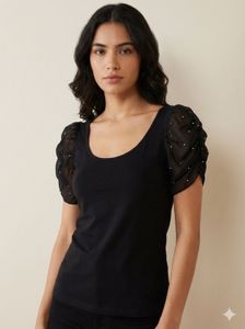 Chic Black Top with Beautiful Sleeves