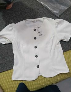 Chic White Puff Sleeve Button-Up Top