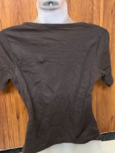 Brown Henley Neck T-Shirt