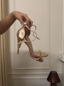Sparkling Rose Gold Strappy Heels
