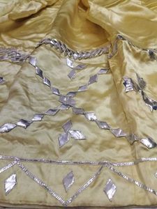 Yellow Satan silk lehnga with gota workWork