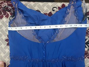 Elegant Blue V-Neck Maxi Dress