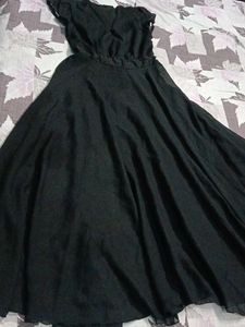 Black Flutter Sleeve V-Neck Dress