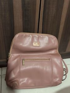 Baby Pink Leather backpack cum handbag