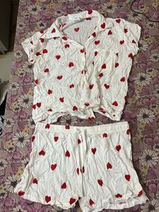 Cute Heart Print Pajama Set