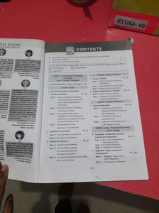 geography class 12 book, face cream, paint brush