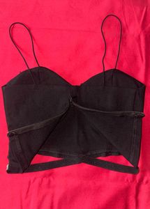 Padded Sparkling Black Crop Top