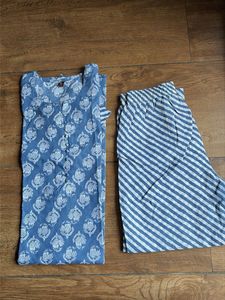 Blue Printed Kurta and Palazzo Set