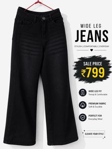 Stylish Black Wide Leg Jeans