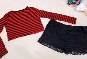 Very Cute Crop Top With Net Shorts