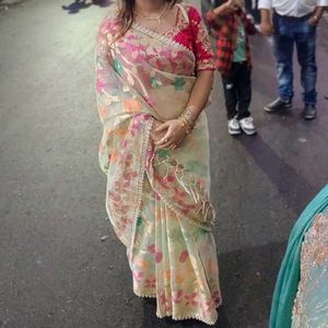organza muslin saree