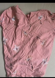 Pink Floral top with Decorative Buttons