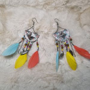 Multicolor Feather Earrings