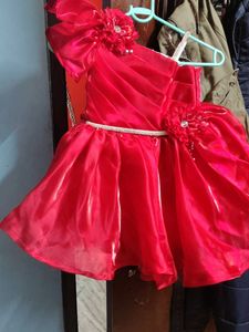 Brand new red flared party wear frock