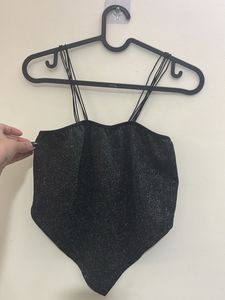 Black glitter and shimmer banana top