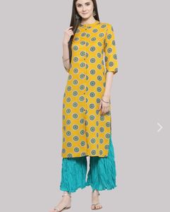 Floral Print Yellow Kurta