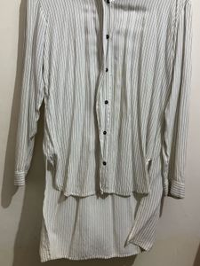 Striped Button-Up Tunic Top