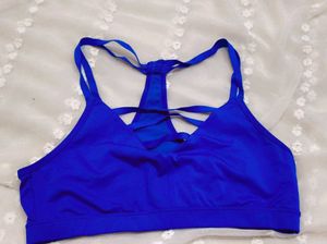 Blue Strappy Sports Bra
