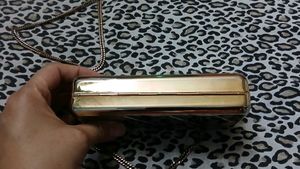 Vintage Gold Metallic Clutch with Chain Strap