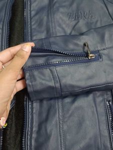 Stylish Blue Leather Jacket