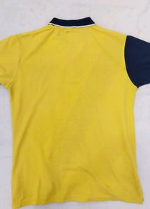 premium Yellow &amp; Navy Colorblock Polo T-Shirt